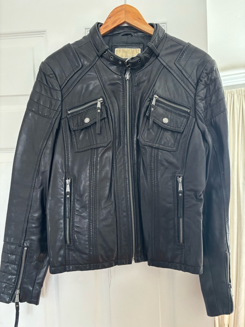 MICHAEL Michael Kors Black Quilted Detail Leather Jacket - Picture 6 of 6